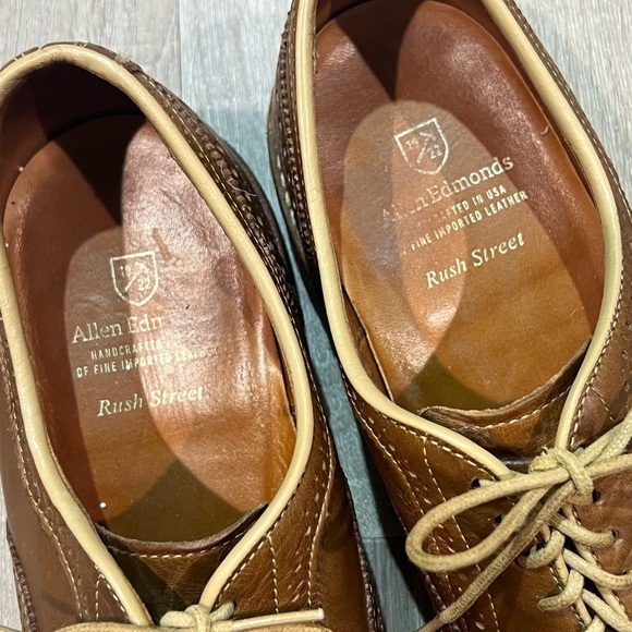Allen Edmonds 11.5 Rush Street Antique Brown Brogue Wingtip Vibram Sole Oxford - Picture 12 of 13